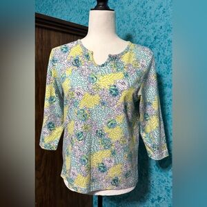 Shenanigans Floral Women's Top - Yellow and Blue